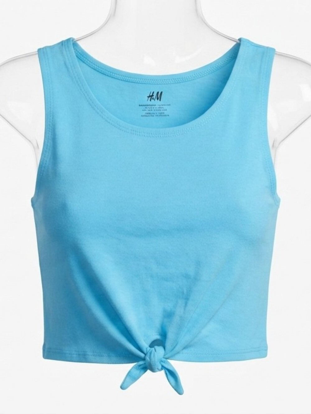 H&M Girls' Organic Cotton Light Blue Tie-Front Tank Top - Size 12-14Y